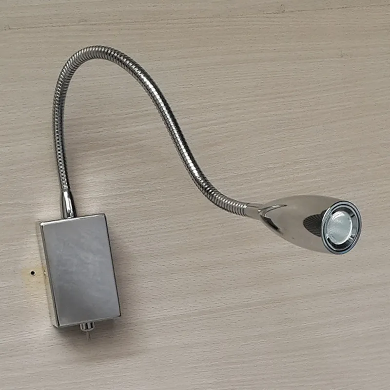 Topoch Swing Arm Lamp Hard Wired LED Reading Light Chrome Finish Dolly