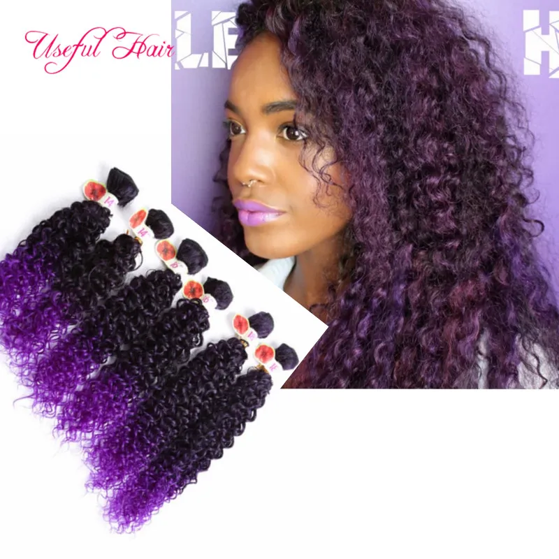 Hot Sälj Deep Wave Bundlar Brasilianska Kinky Curly Hair Weaves Marley Sy i hårförlängningar Blond Extensions Burgundy Color Weave Bundles