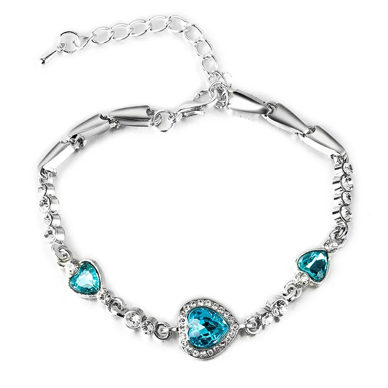 Moda Ocean Heart Crystal Bransoletka Kobiety Akcesoria Biżuteria Ochrona Promieniowania Stopu Bransoletki Bransoletki Hot Selling Link Łańcuch