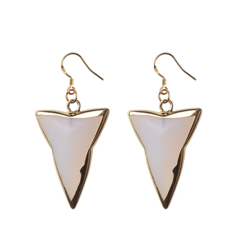 Natural stone geometry shape earrings gold plated arrow design earrings for women jewelry