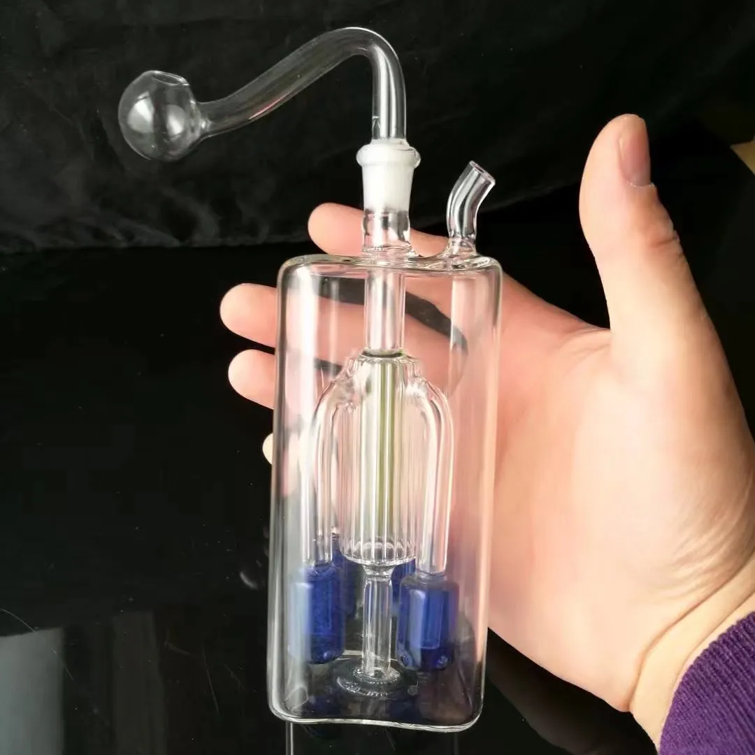 Bong con filtro quadrato a quattro artigli, bong in vetro all'ingrosso, tubo dell'acqua in vetro, bruciatore a nafta in vetro, adattatore, ciotola