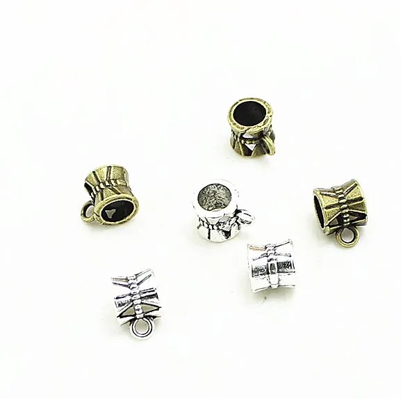 NEW 1000Antique Silver bronze Bail beads Spacer Beads for Dangling Charms Fit European Bracelet 10x8mm hole 4.5mm