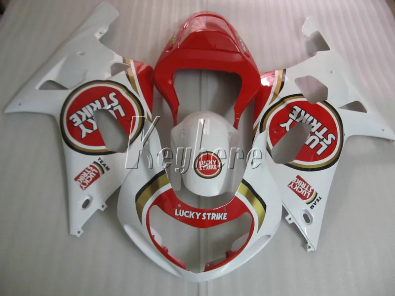 Motorcykelmässa för Suzuki GSXR600 01 02 03 White Red Bodywork Fairings Set GSXR750 2001 2002 2003 IY30