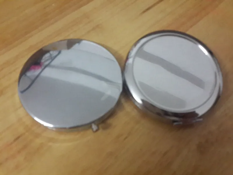 Fast Shipping Women Lady Girl Mini Beauty Metal Make Up Cosmetic Makeup Round Mirror Silver ,