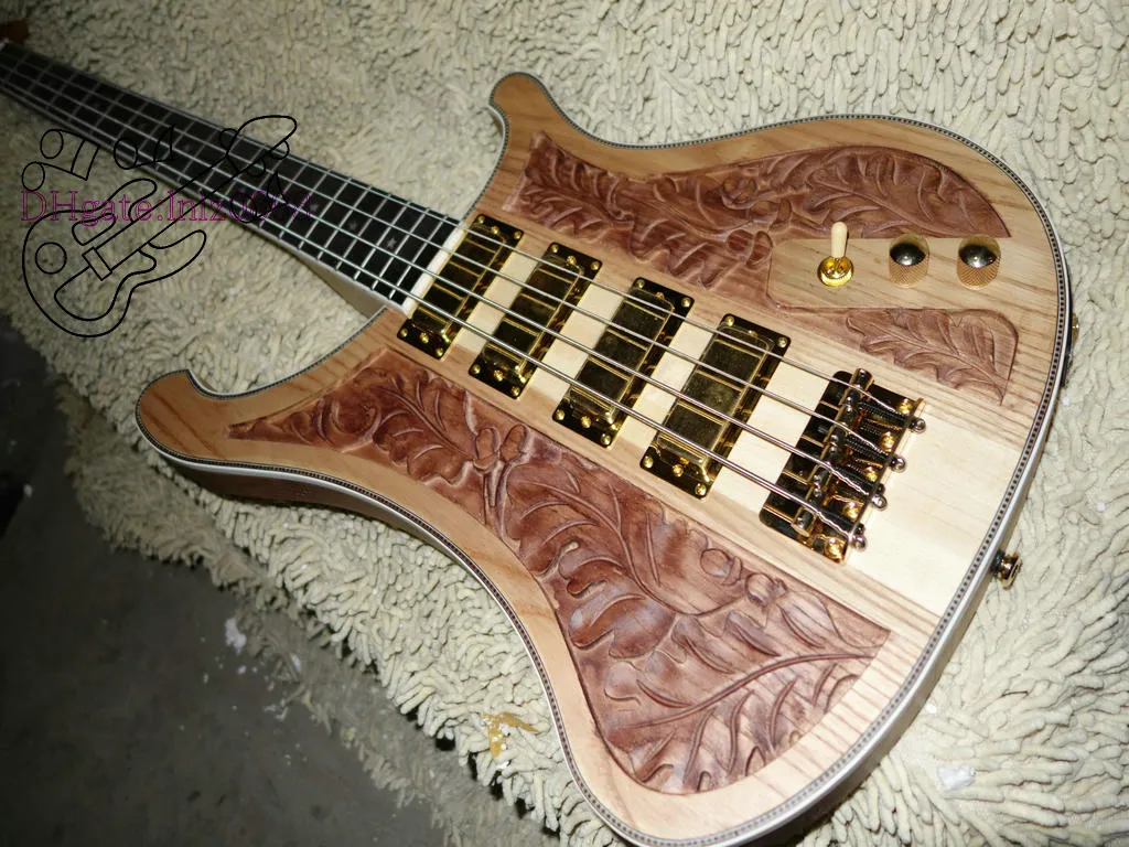 カスタム4003 Bass 4文字列Bass Guitar Wood Manual Sculpture電気ベース色の黄金のピック中国製送料無料