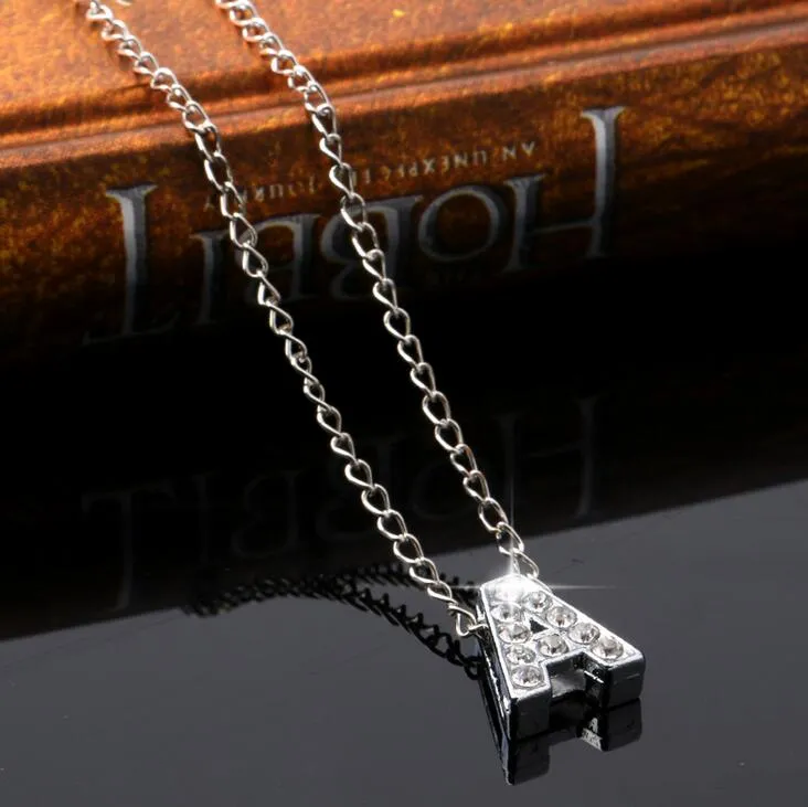 vente nouvel alliage diamant inscription ornements A-Z simple 26-lettre collier femme WFN004 avec chaîne mélanger l'ordre 20 pièces beaucoup