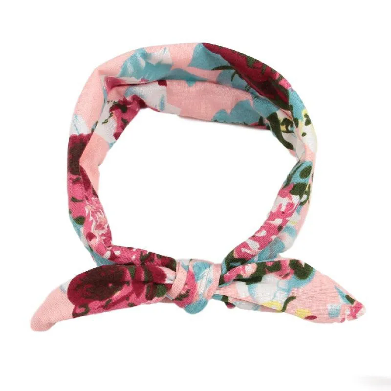 20 färger !Baby Flickor Pannband Rosett Barn Elastiskt Bomull Blomma Hårband Turban Knot Huvudbonader Nyfödd Bunny Ear Håraccessoarer