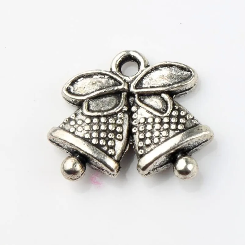 100 sztuk / partia 16.6x14mm Tybetański Silver Jingle Bell Christmas Dots Bells Charms Wisiorki Moda Fit Bransoletki Naszyjnik Kolczyki L793