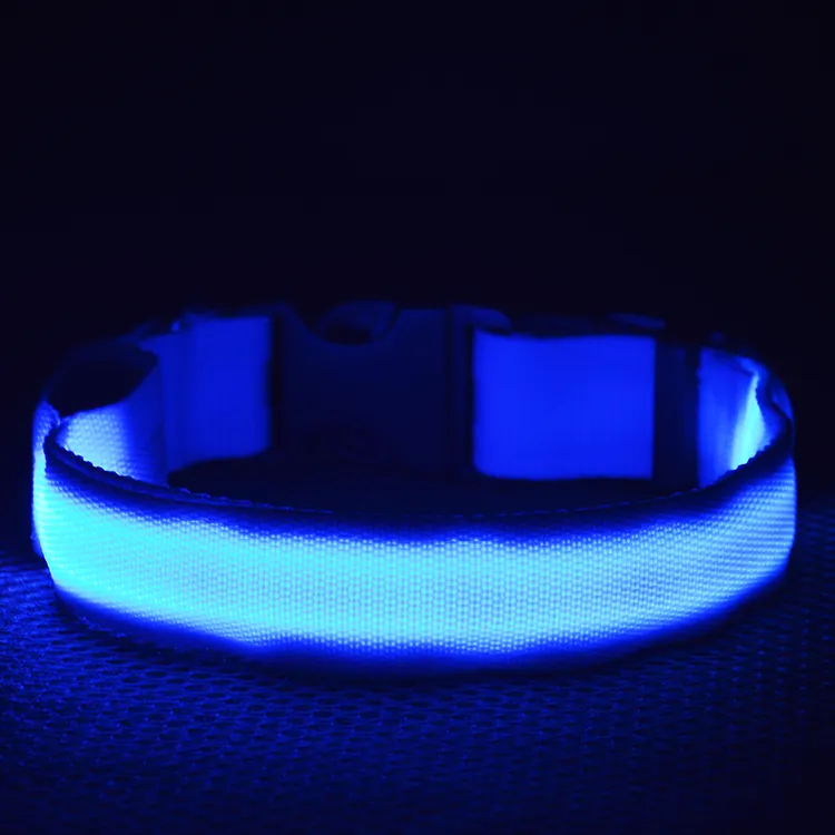 4Sizes Night Safety LED Light Flashing Glow Nylon Pet Dog Collar Small Medium Dog Pet Leash Dog Collar Flashing Safety Collar