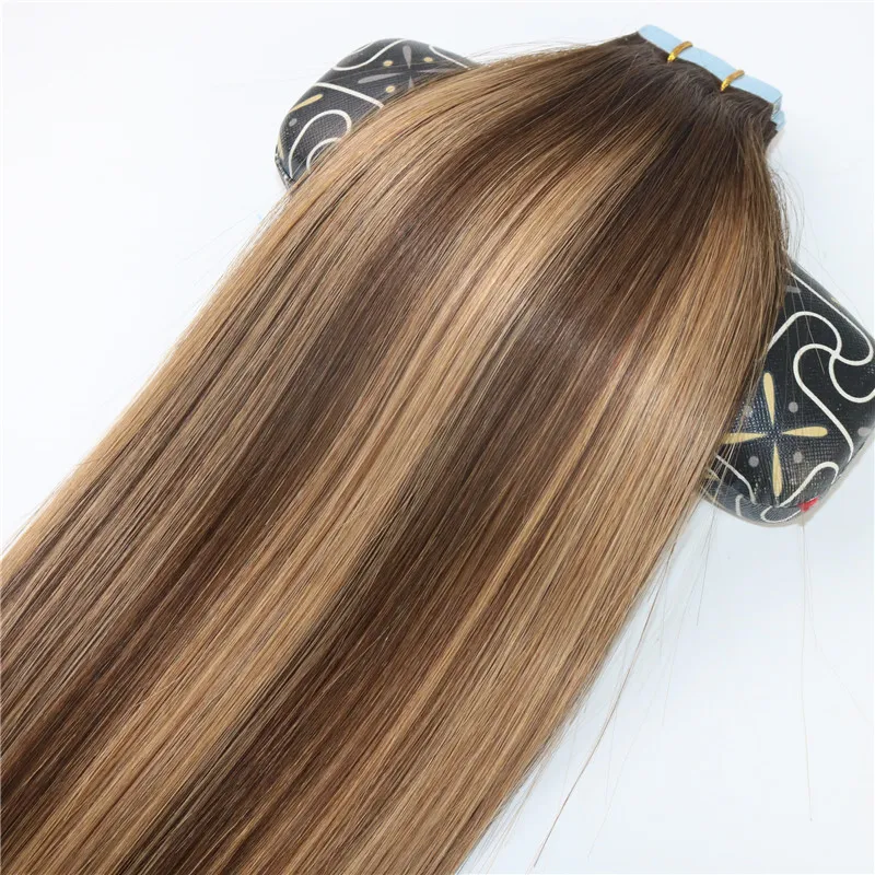 Nastro di trama della pelle nelle estensioni dei capelli umani Nastro in PU Capelli 40 pezzi / set 14 - 24 pollici Balayage Ombre Hair Color Highlight Hairstyle235U