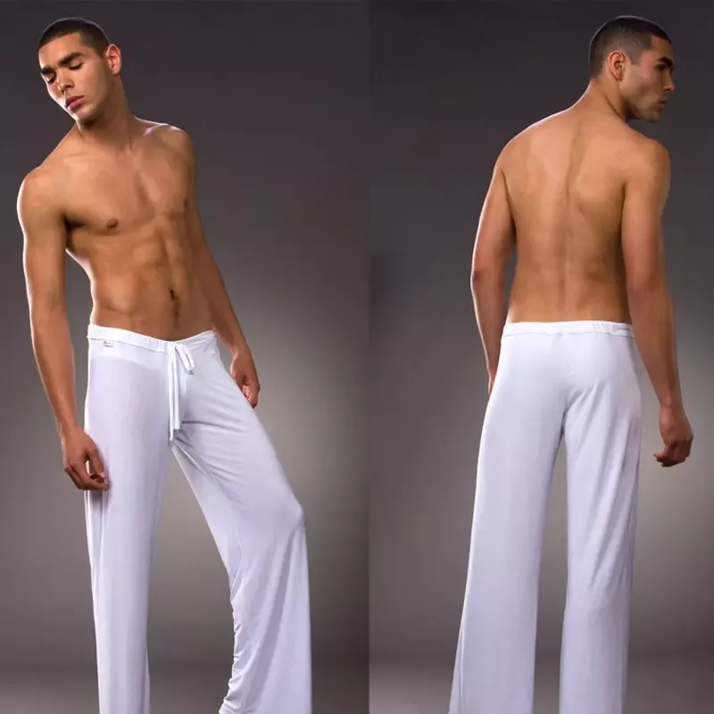 top new Nero/Grigio/Nero/Bianco Uomo Sexy Silky Lounge Pantaloni larghi larghi sportivi Yoga Pigiama Uomo Pigiama Sleepwear Pantaloni