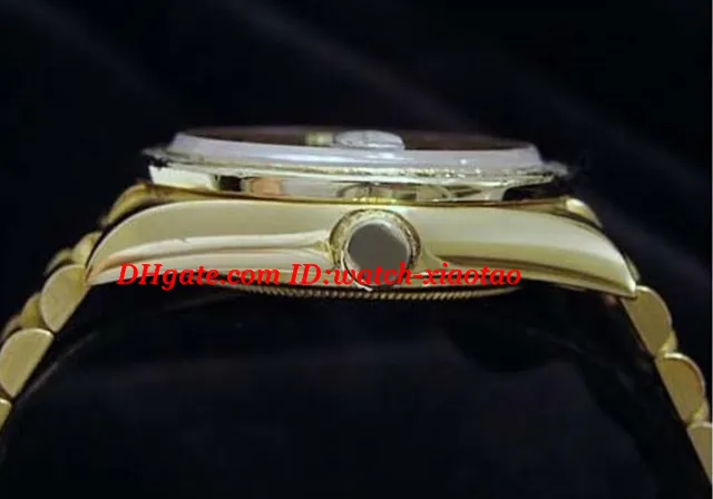 最高品質の高級時計腕時計18Kイエローゴールドウォッチブラックダイヤモンドベゼル18038ウォッチ36mm自動メンズメンズウォッチw218n