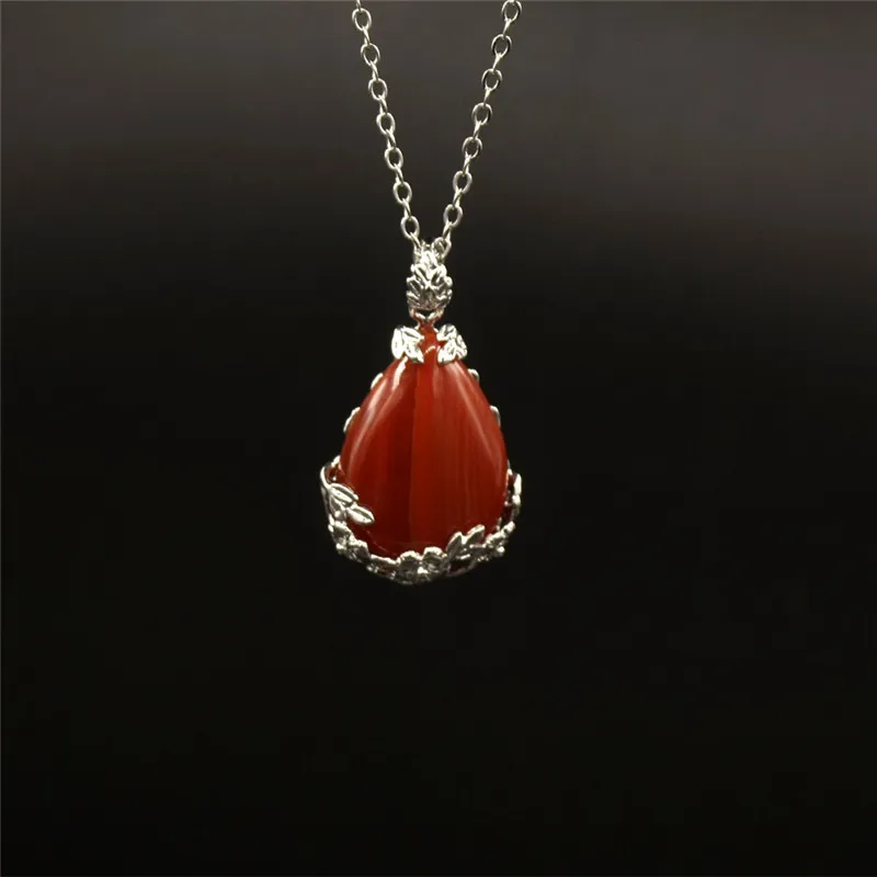 Wholesale Hot Crystal Quartz Teardrop Pendant Pear Shape Rose Quartz Carnelian Single Bail Charm Healing Stone Pendants Necklace for Sale