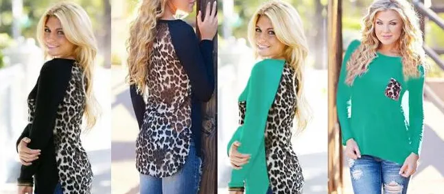 Women Leopard Long Sleeve Top Casual T-Shirt Ladies Leisure Sexy Tees Loose Spring Autumn Clothing Wear