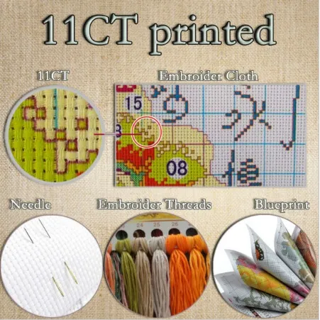 Cadre po de noël, belle peinture de dessin animé comptée imprimée sur toile DMC 14CT 11CT, ensemble de couture au point de croix, kit de broderie 1742815