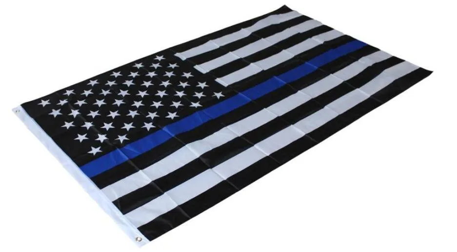 4 Types 90 * 150cm BlueLine USA Police Drapeaux 3x5 Pieds Mince Ligne Bleue USA Drapeau Noir, Blanc Et Bleu Drapeau Américain Avec Œillets En Laiton