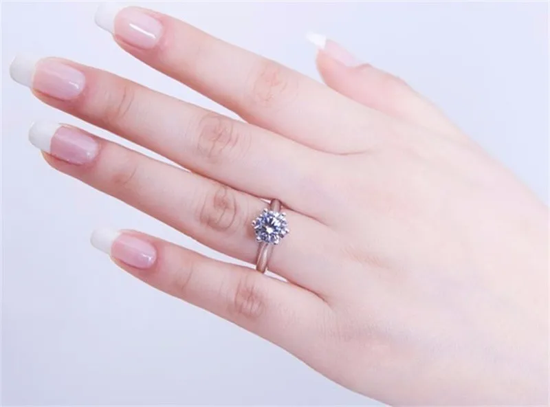 Yhamniの本物の純粋な白金のリング18krgpスタンプリングセット3カラットCZダイヤモンドの結婚指輪R1688
