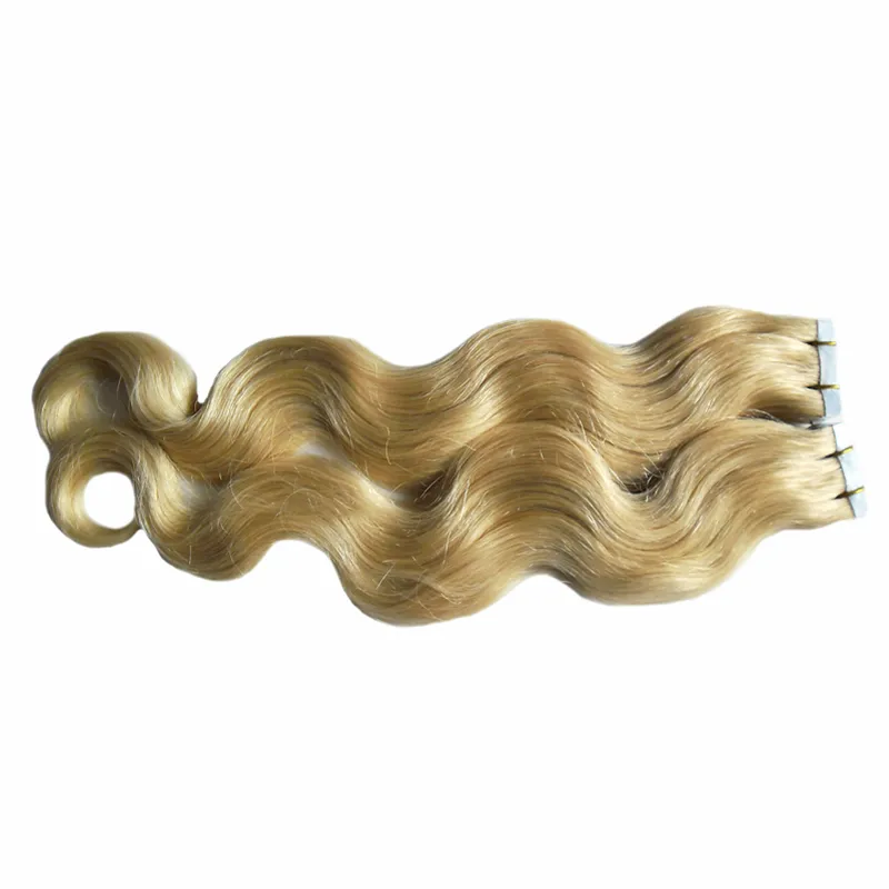 Blonde Brazilian hair extensiones adhesivas 100g Body wave Skin weft hair extensions tape in human hair extensions 