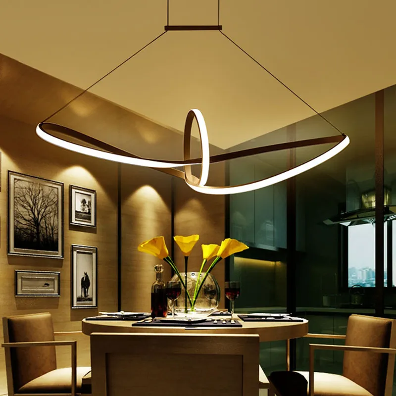 2017 удаленный DIMMING Современный светодиодный подвесной светильник светодиодный подвесной лампа алюминиевый 90-265 В подвесной лампой для столовой