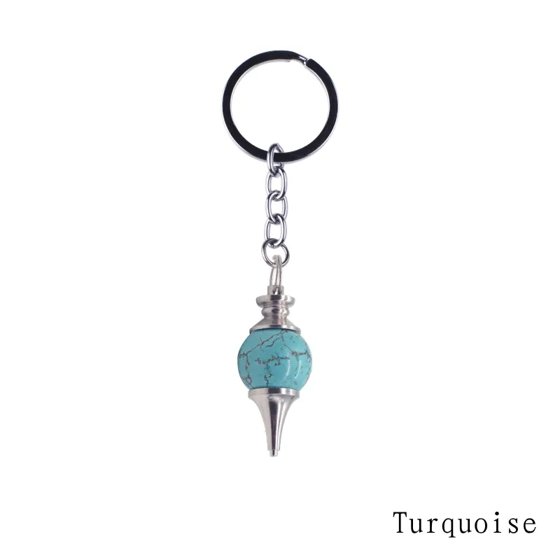 2017 pierre naturelle boule de cristal pendule porte-clés accessoires porte-clés Turquoise Lapis lazuli pour les femmes printemps sac charme
