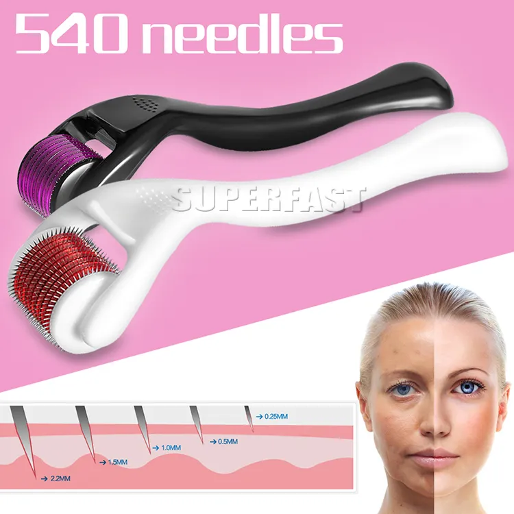 540 Nål Derma Micro Needle Skin Roller Dermatology Therapy Microneedle Dermaroller 0.5mm 1.0mm 1.5mm 2.0mm 3.0mm med detaljhandelspaket