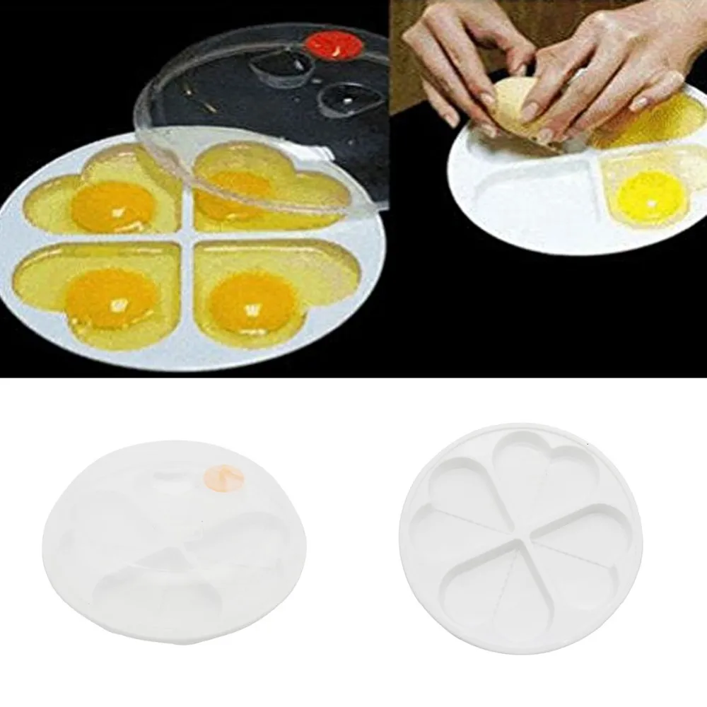Groothandel - Duurzaam hartvormige 4 eieren magnetron oven fornuis stoomboot keuken kookgereedschap