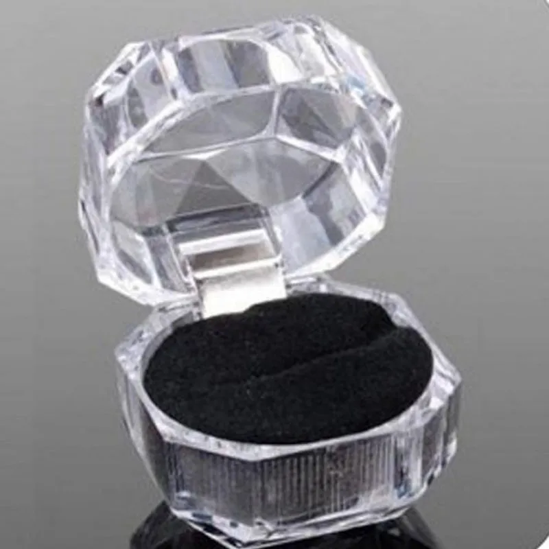 Rings Box Jewelry clear Acrylic jewellery Boxes wedding gift box ring stud dust plug box