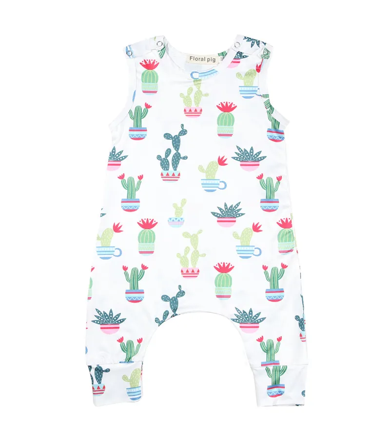 Baby Romper 2018 Summer Cotton Neonato Vestiti Cactus Stampa senza maniche Pagliaccetto Tuta Abbigliamento bambini Abiti Neonate Ragazzi Vestiti