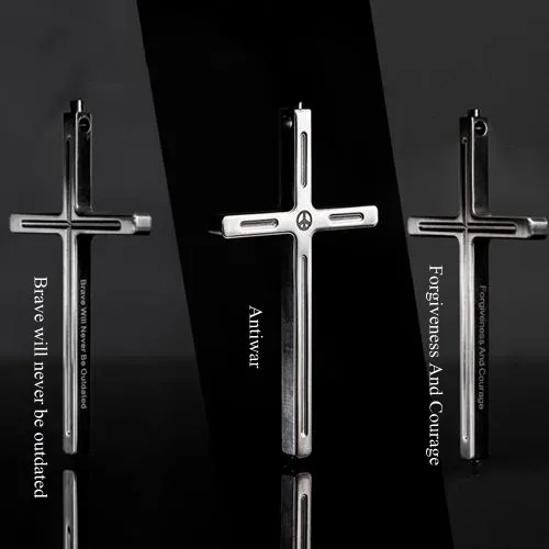 Titanium TC4 tactische kruis hanger ketting met wolfraam-einde voor emmercy hamer / persoonlijke verdediging