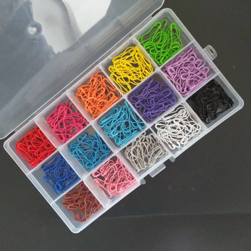 600PCS Safety Pins, Colorful Metal Knitting Bulb Pins with Storage Box 15  Colors