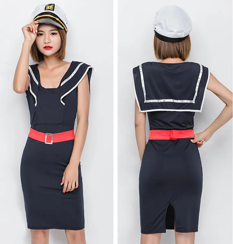 Vestito sexy in stile navy Vestito da ragazza attraente da marinaio Costume da cosplay di Halloween Uniforme da donna Gioco di ruolo Vestito da festa