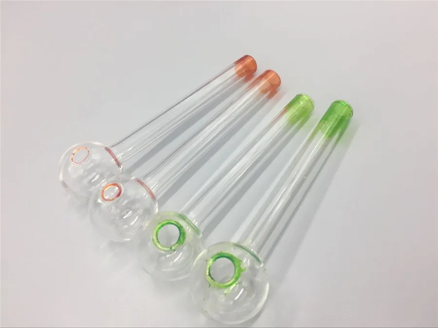 cheap hot sale 30pcs/lot Glass Oil Burner Pipe mini Smoking Hand Pipes galss tube 10cm Thick Glass Pipe Oil Colorful Pipe Free Shipping