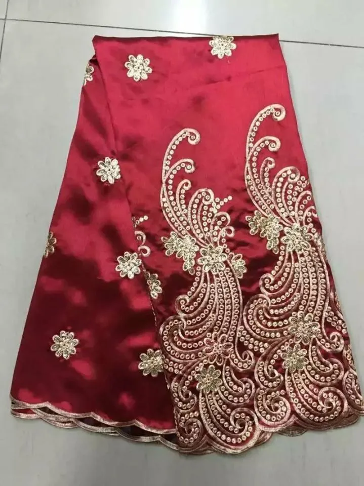 Tissu africain en dentelle George blanche, 5 Yards, avec petites paillettes noires, motif floral, en coton africain pour vêtements, JG1-9220W