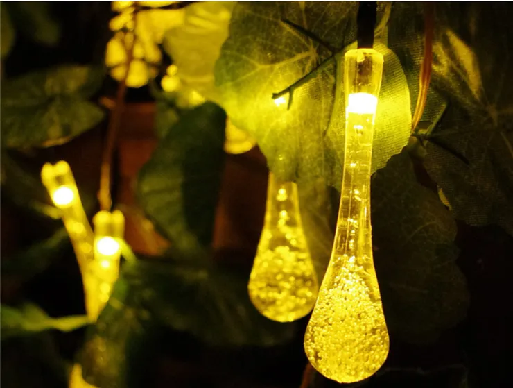أضواء سلسلة الطاقة الشمسية في الهواء الطلق LED LED Solar Light Hanging 48 مترًا 20 قطرة الخرز Courtyard Garden الاحتفالية عيد الميلاد Decoration Ligh6190808