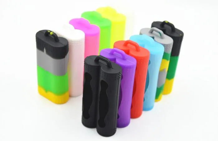 Dual 18650 Battery Silicone Case Protective Rubber Cover Skin Protector for 18650 E Cigarette Mods Battery Colorful DHL Free