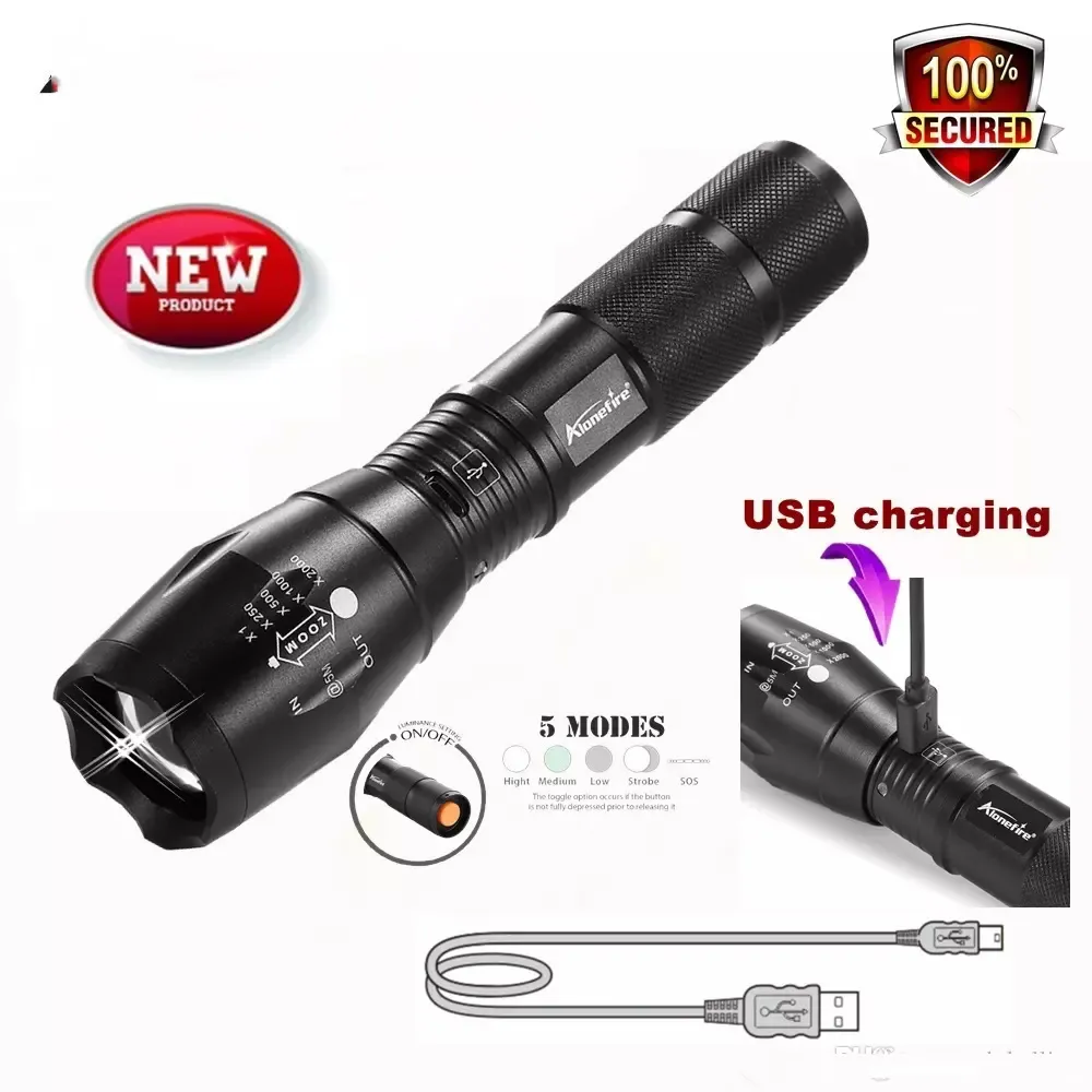 cree led usb rechargeable flashlight UltraFire T6 High Beam Tactical - Hunting - 550m Beam Distance Cree rechargeable flashlight Cree flashlight 1000 lumen +