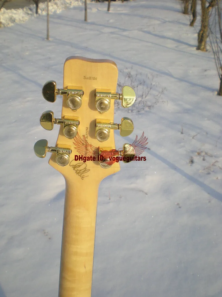 Stor vänsterhänt Santana Electric Guitar Yellow Burst Toppkvalitet Gratis frakt