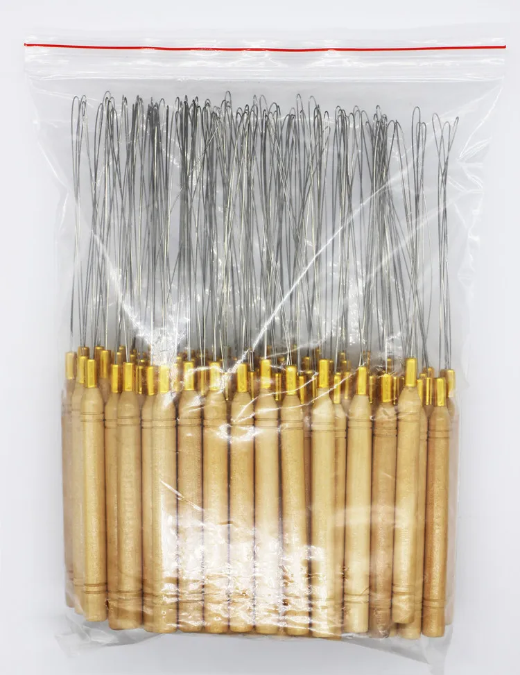 Trähandtagsdragningsnålar för mikroringsloop pärlor hårförlängningar järntråd trådkrok dra hårförlängningsverktyg3497248