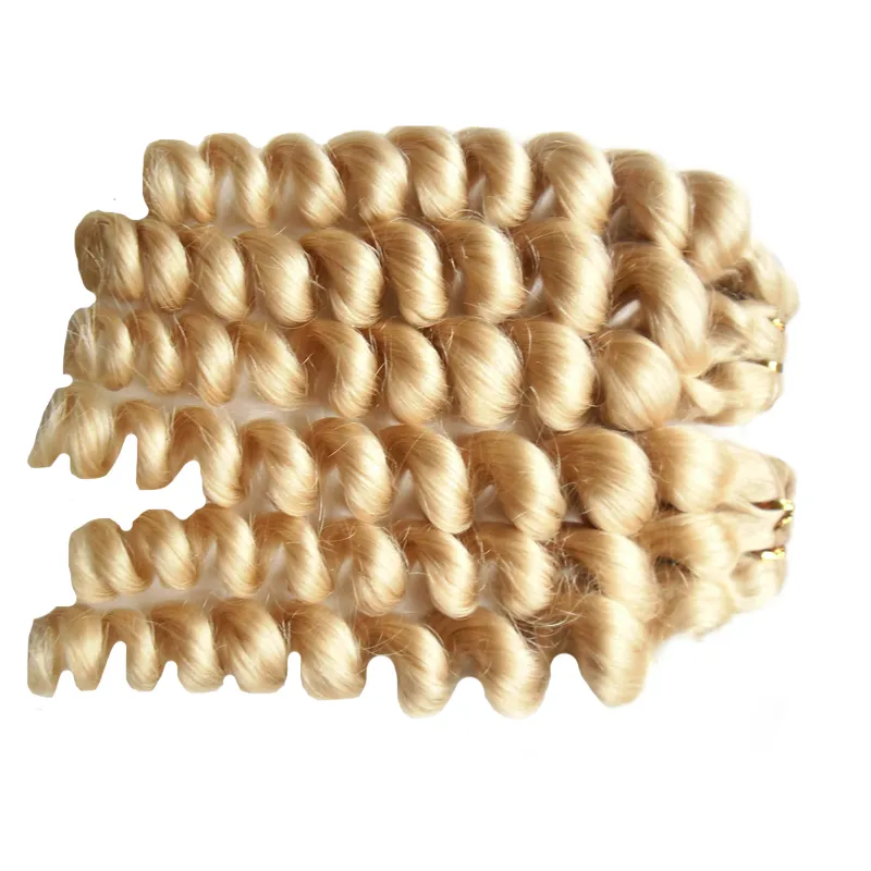 Cheveux humains blonds tisser 613 Bleach blonde brésilienne lâche vague cheveux humains vierges tisser / double qualité de trame, sans rejet, sans enchevêtrement