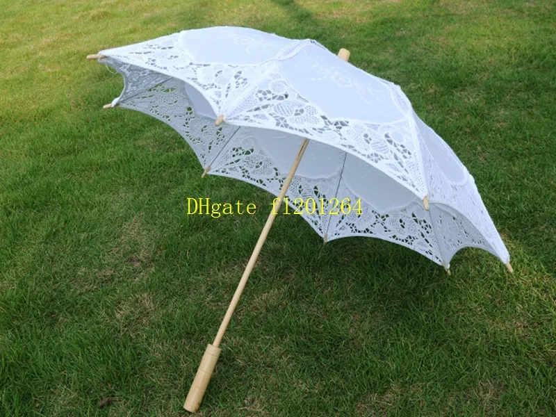 5 stks / partij Snelle verzending Nieuwste grote kleine elegante kant parasols bruids bruiloft paraplu 2 kleuren beschikbaar