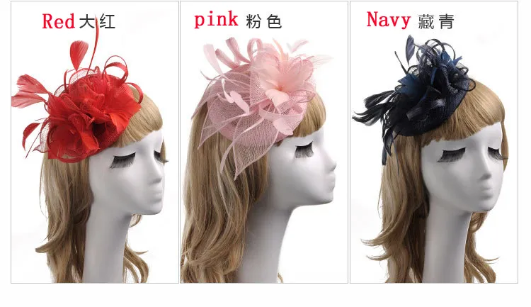 2017 New Pink Wedding Cappelli Piuma Accessori la testa da sposa Copricapo nero sombrero boda chenlvxie cheveux