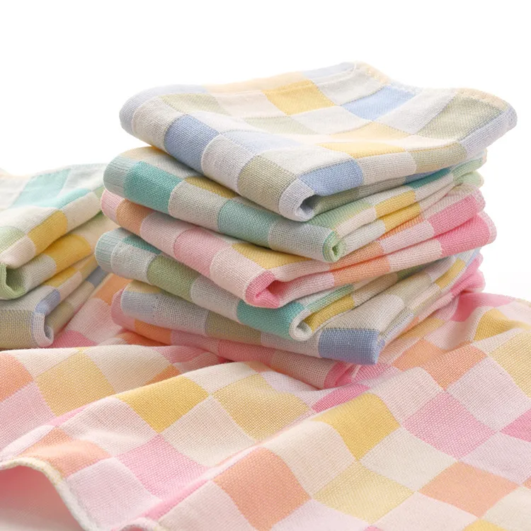 Good A++ Cotton double gauze lattice baby baby small towel gift towel cotton saliva towel TL016 as your needs