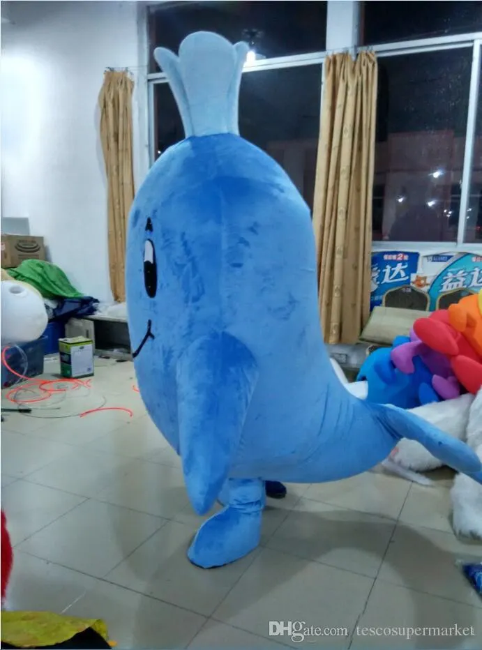 blue whale fancy dress Navy Blue Whale mascot costume character dressed with a Hoodie and Necklaces