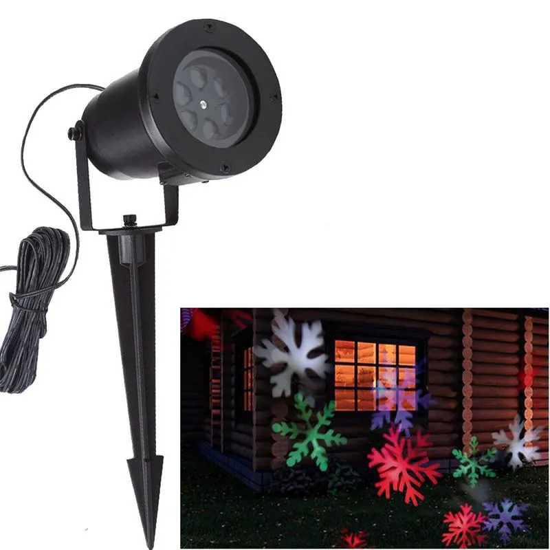 Natale Fiocco di neve Luci laser Neve LED Paesaggio Luce Vacanze all'aperto Giardino Decorazione Proiettore Motivo in movimento Faretto CA 110-265 V