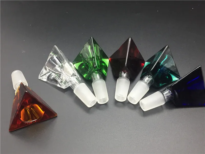 coloré 14.4mm Triangle 3D Diamant Tobacco En Verre Bol pour 14mm En Verre Tuyau D'eau En Verre Bong Ashcatcher