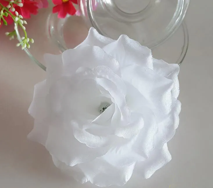 artificial rose flower heads 3.9 in fabric silk for DIY decor wedding ...