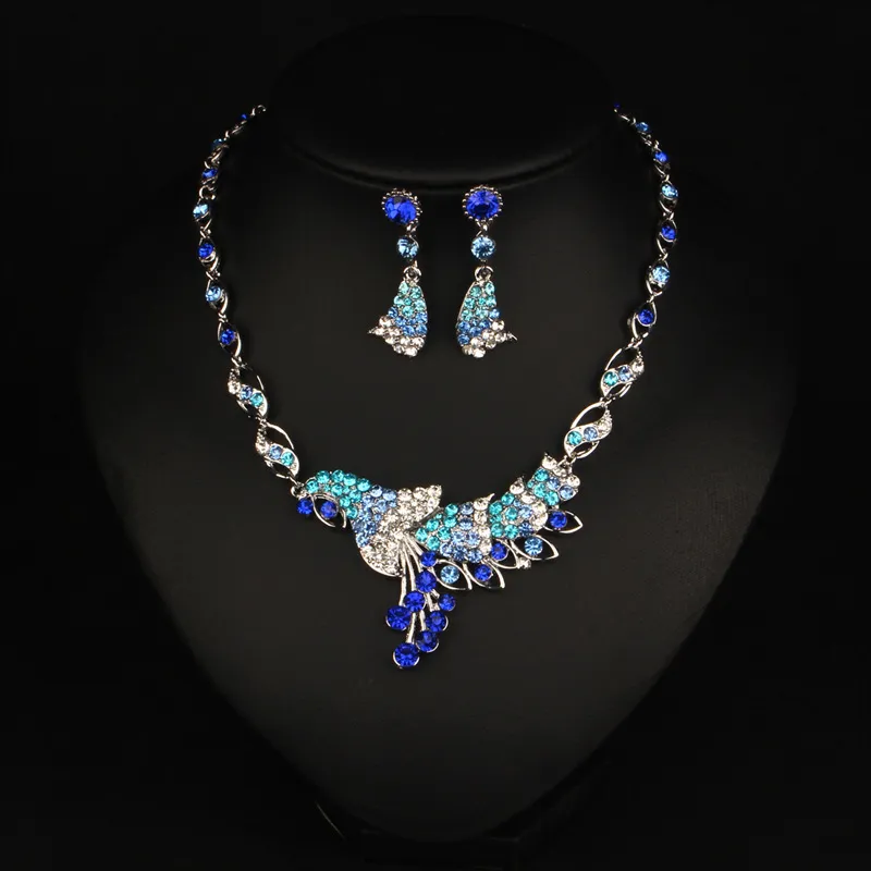 Collier de luxe en strass en cristal, ensembles de bijoux, colliers et boucles d'oreilles de mariée pour bal, spectacle, fête de mariage, EN9208096509