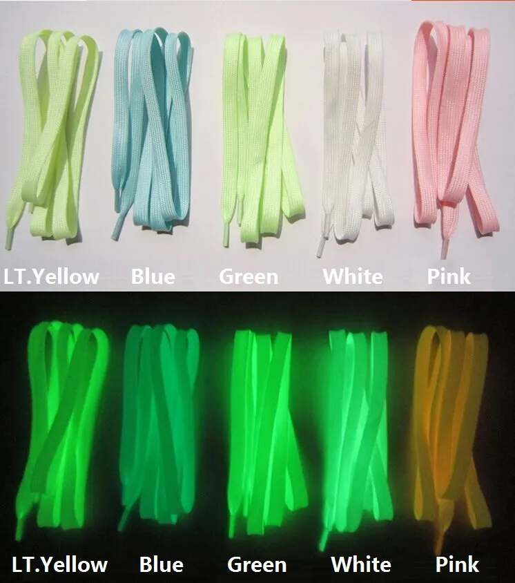 Luminous flat shoelaces Glow in The Dark Colorful Fluorescent Light Up Athletic Tie shoe lace Kids Children birthday parties gifts