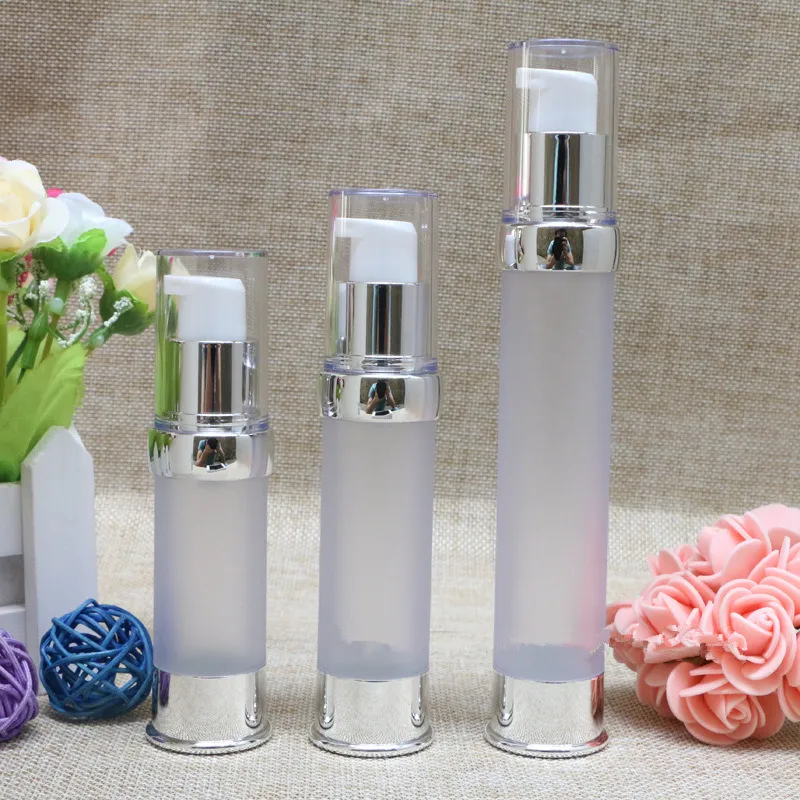 15ml 20ml 30ml High-grade Silver Airless Bottles Vacuum Frosted Lotion Container Plastic Empty Refillable Bottle F2017659