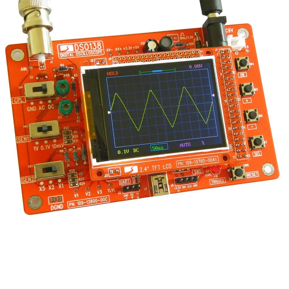 Livraison gratuite Kit d'oscilloscope numérique de poche TFT de 2,4 pouces Pièces de bricolage pour oscilloscope SMD Ensemble d'apprentissage électronique soudé